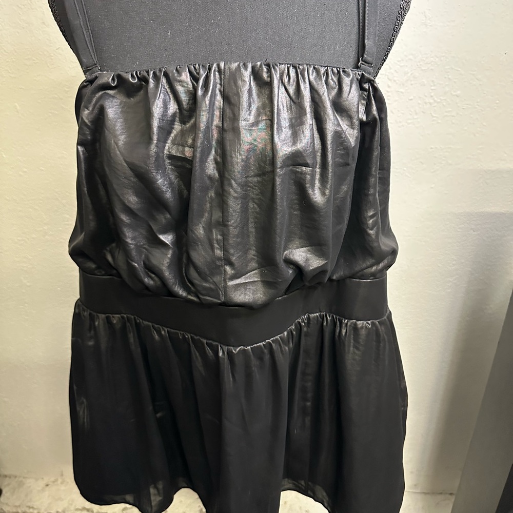 Lane Bryant Size Faux Leather Peplum Top Black Liquid Bustier Convertible Straps